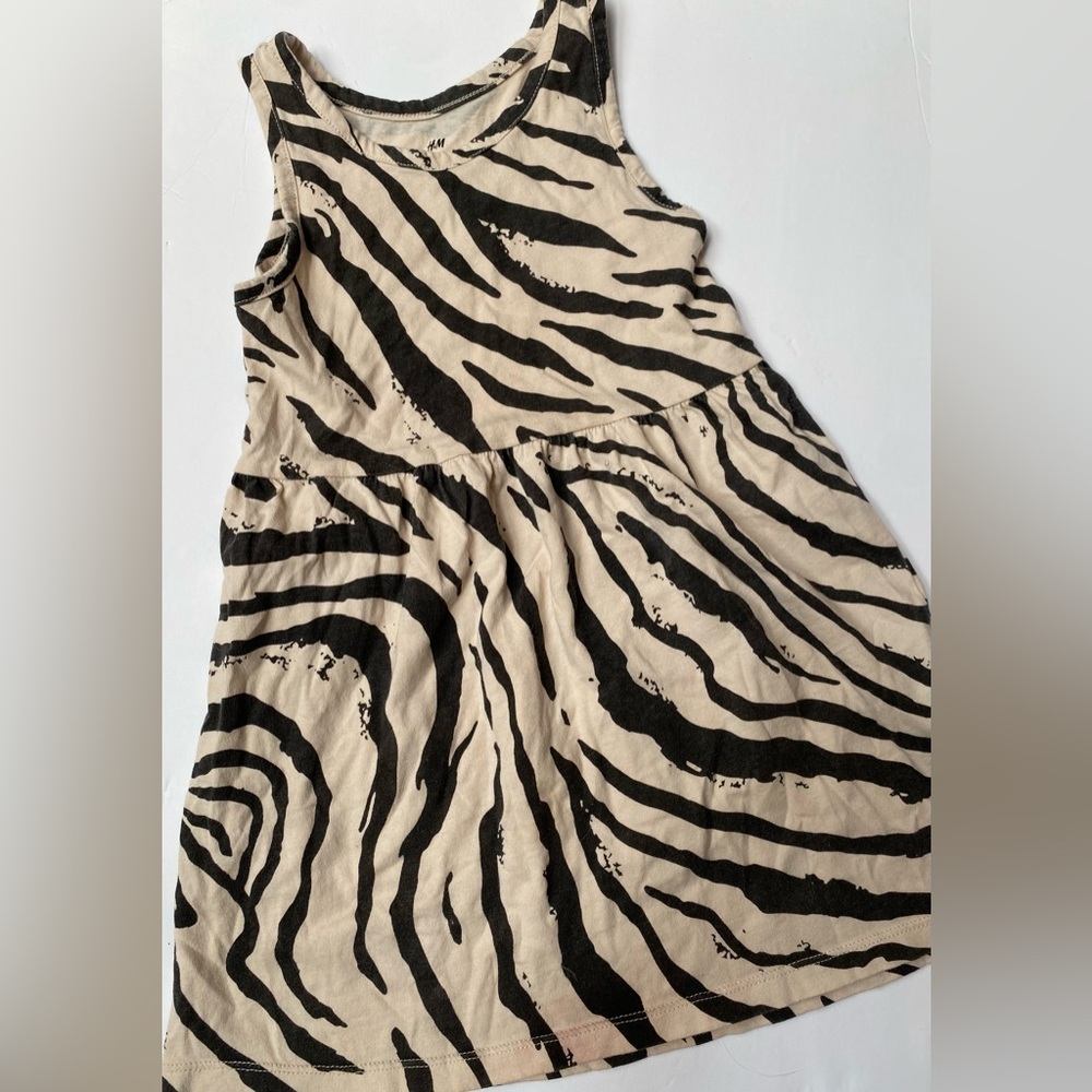 H&M Beige and Black Zebra-Print Sleeveless Dress